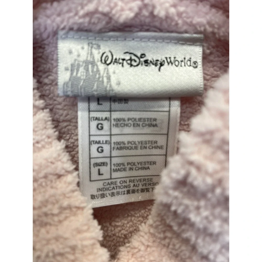 Walt Disney World Sz Large Pink Rhinestone & Embroidered Fleece Hoodie (B24) EUC